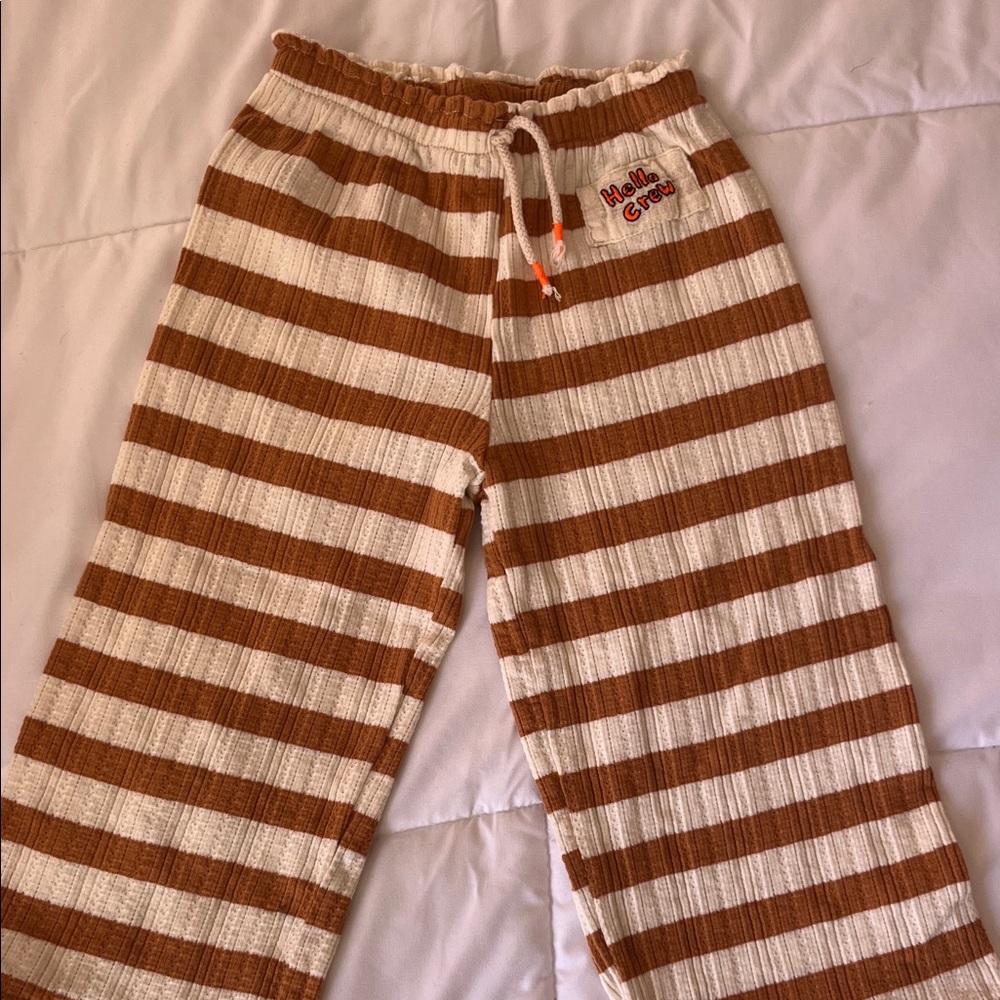 Zara Brown & Cream Striped Kids Pajama Pants